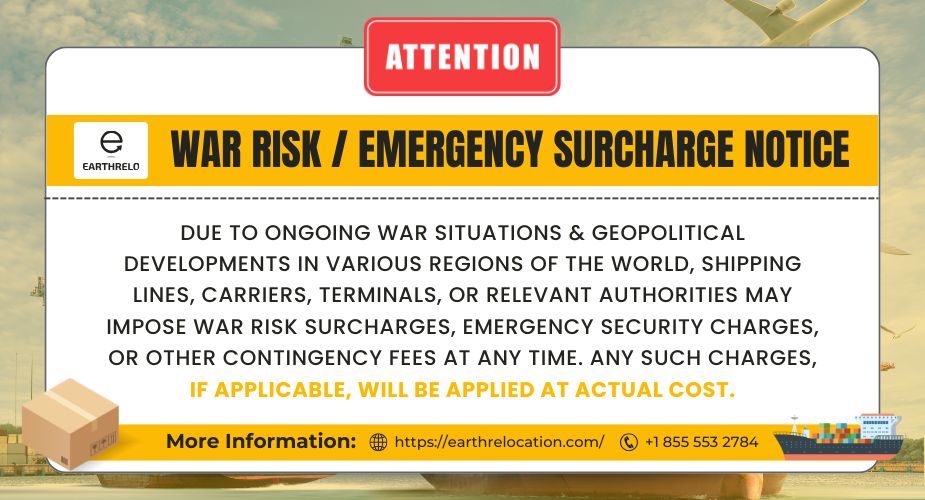 War Risk Emergency Surcharge Notice 2026 - Earthrelo